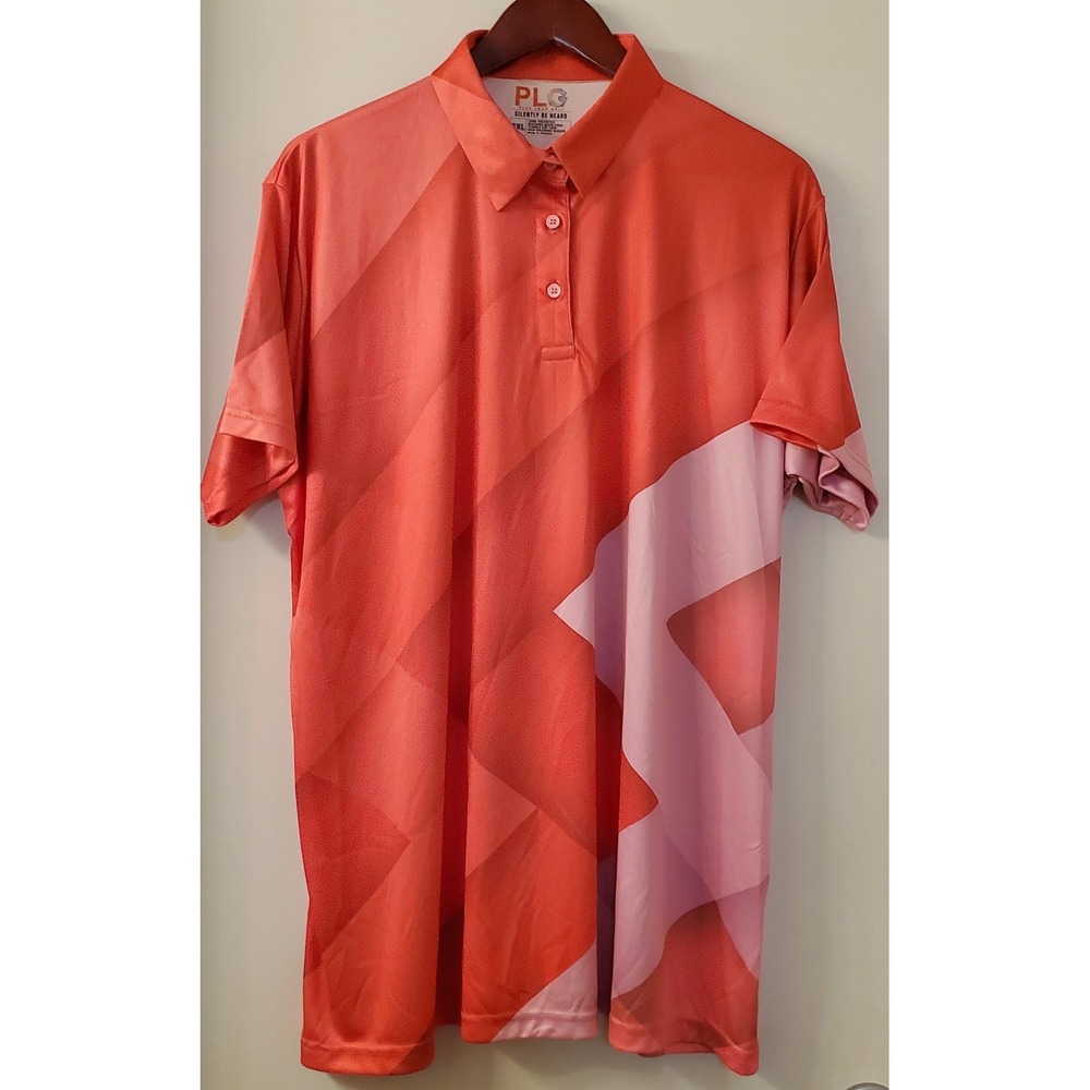 PLG Play Loud Golf Polo Shirt 3XL Poly Color Block Grqphic Pink/Violet/Berry - Picture 3 of 8